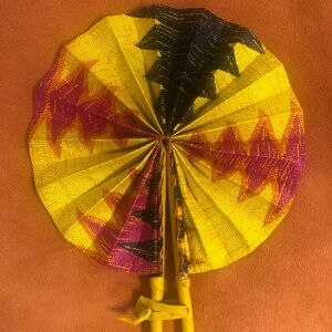 Vibrant Yellow and Purple Hand Fan